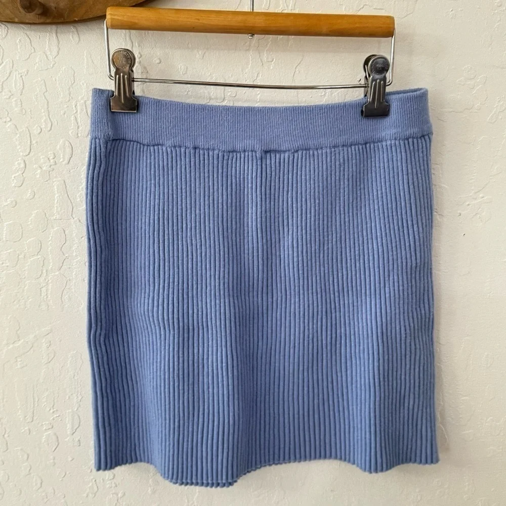 Shein Purple Blue Mini Ribbed Knit Pull On Skirt L